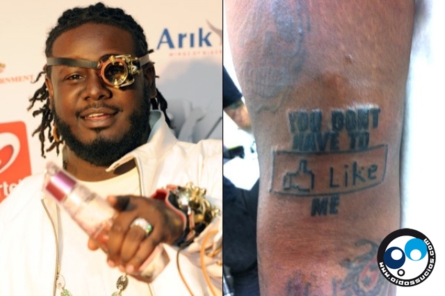 El rapero T-Pain se tatúa el "Me gusta" de Facebook