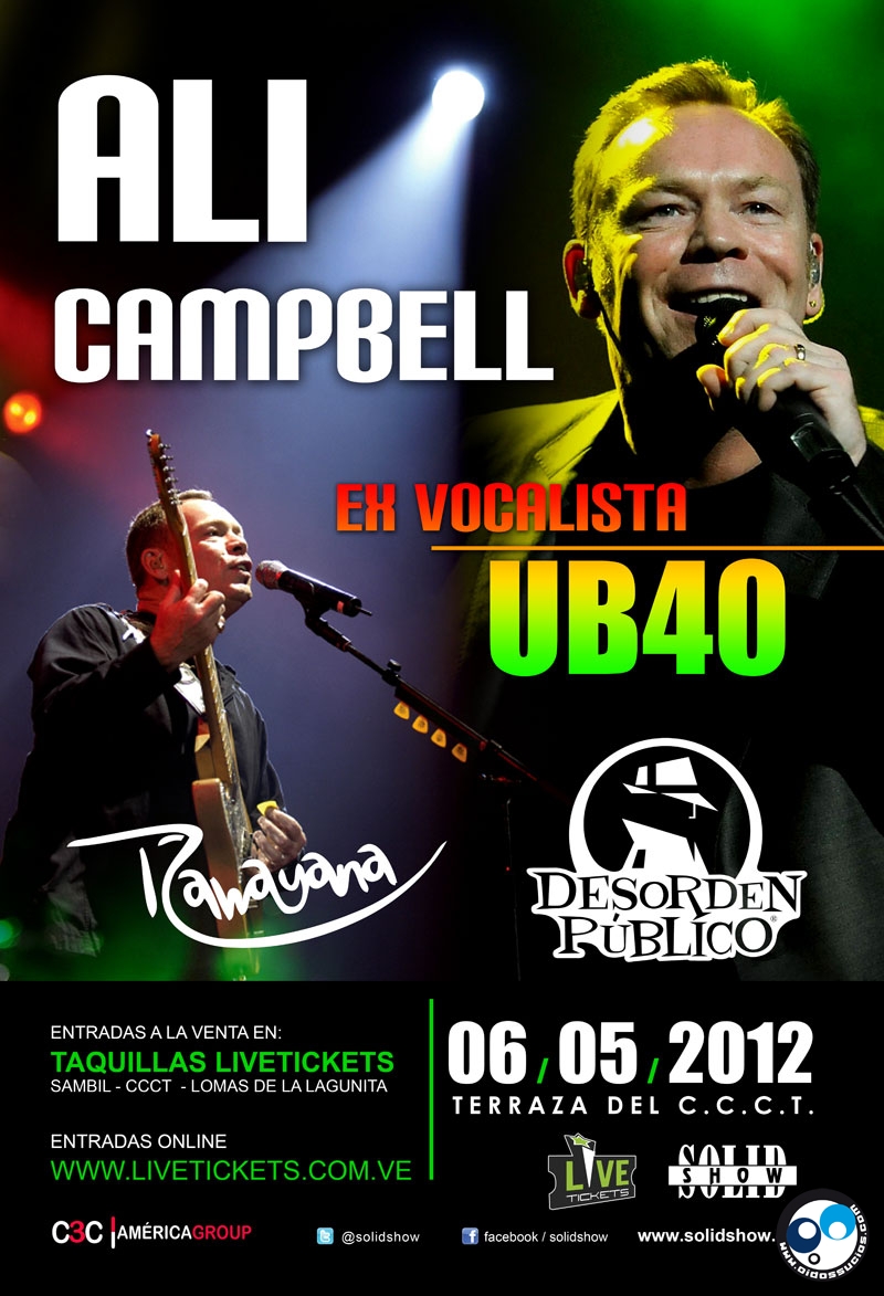 Ali Campbell, ex vocalista de UB40, se presentará en Venezuela