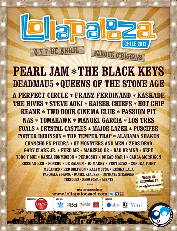 Revelado el cartel del Lollapalooza Chile 2013