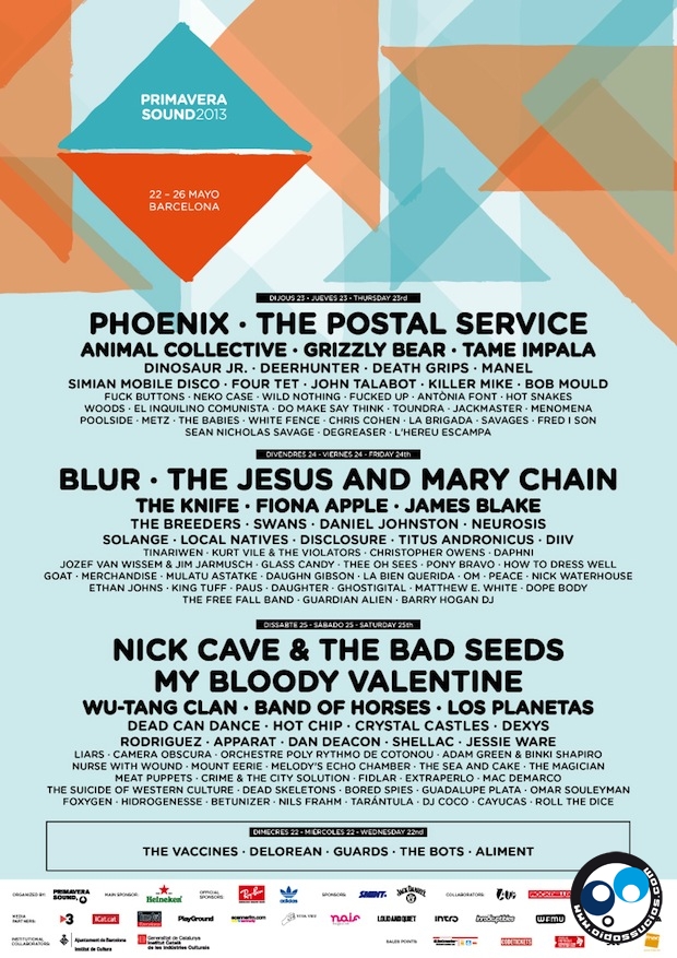 Revelado el cartel del Primavera Sound 2013