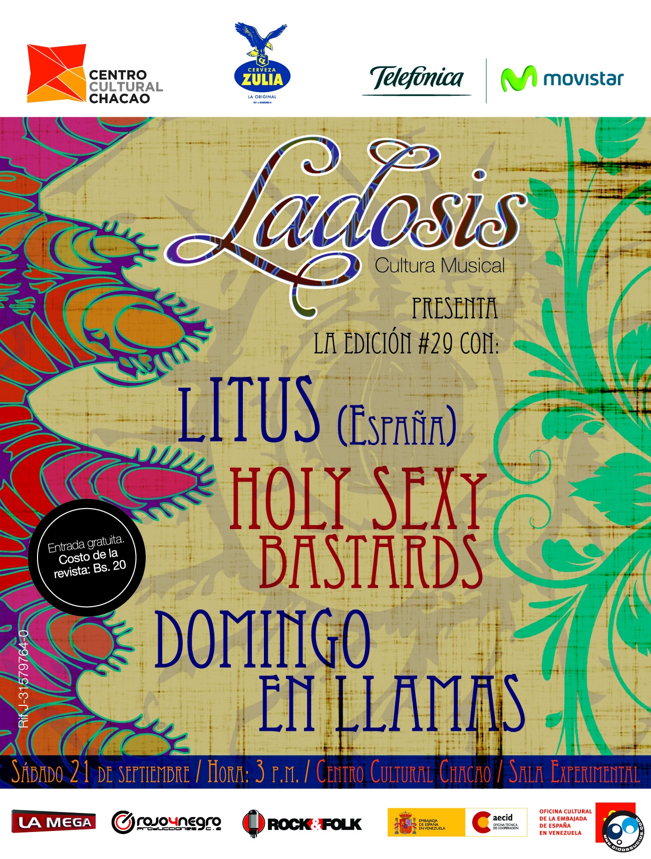 Concierto de lanzamiento Ladosis #29 con HolySexyBastards, Litus y Domingo En Llamas